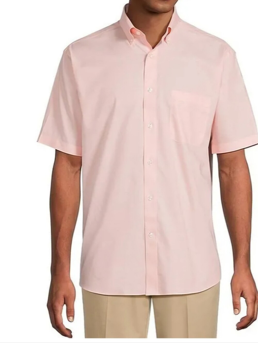 Gent's Bliss. Men's Short-Sleeve Oxford Button Down Shirt. Light Pink. Size XL.